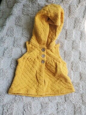 Carter's Mustard Quilted Hooded Vest with Buttons - 9m